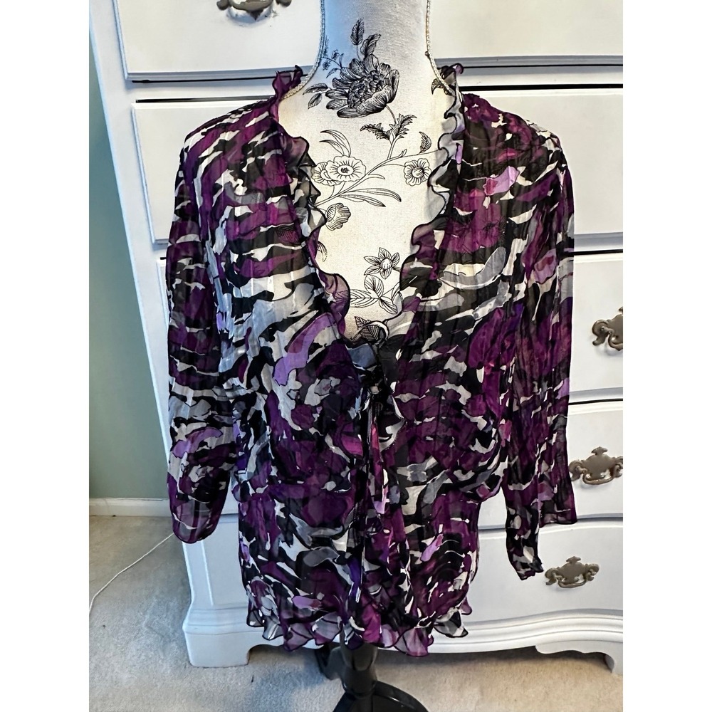 Studio 1940 purple print chiffon top size XL